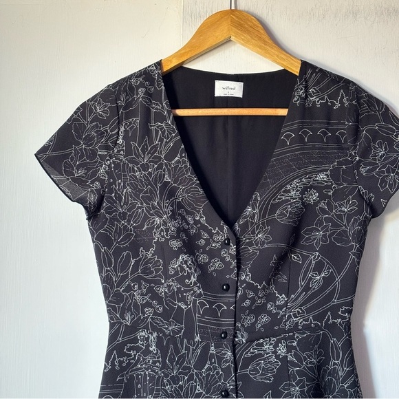 Aritzia Wilfred Nazaire Button Down Dress in Black and White Pattern - Picture 4 of 10